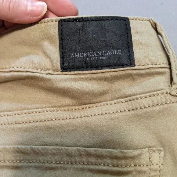 American Eagle Khaki Tan Jeggings Size 12 Short Super Super Stretch X - Picture 6 of 15